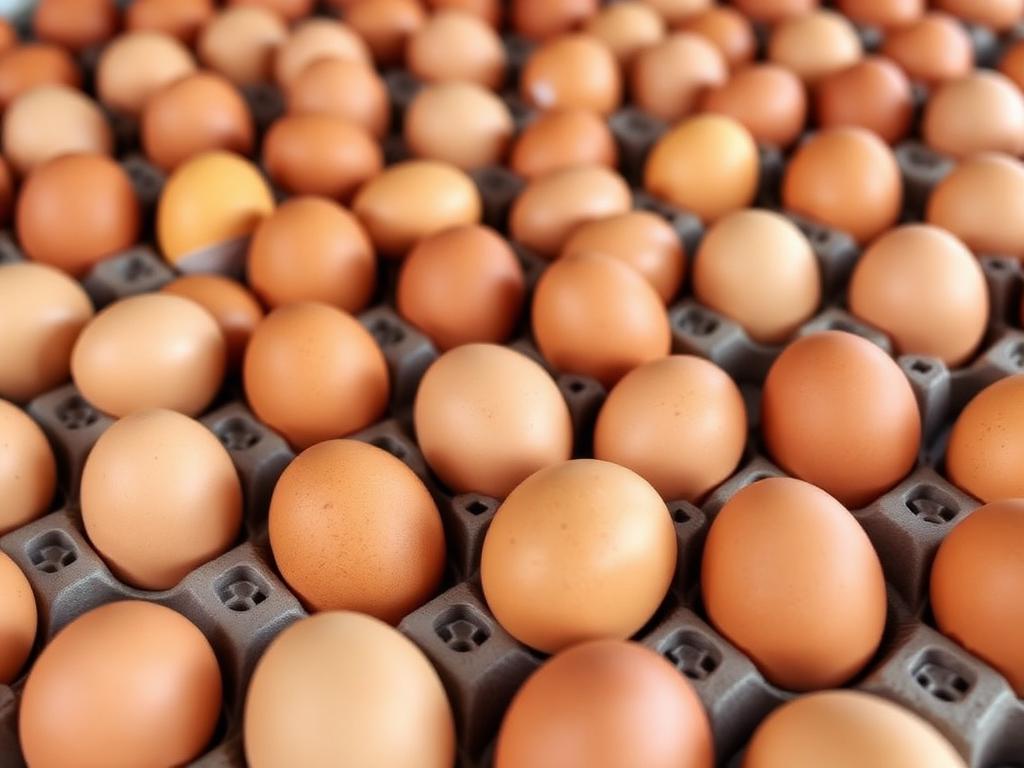 Fresh eggs in trays